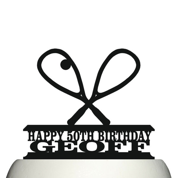 Personalisierter Acryl Squash Racket Geburtstag Cake Topper