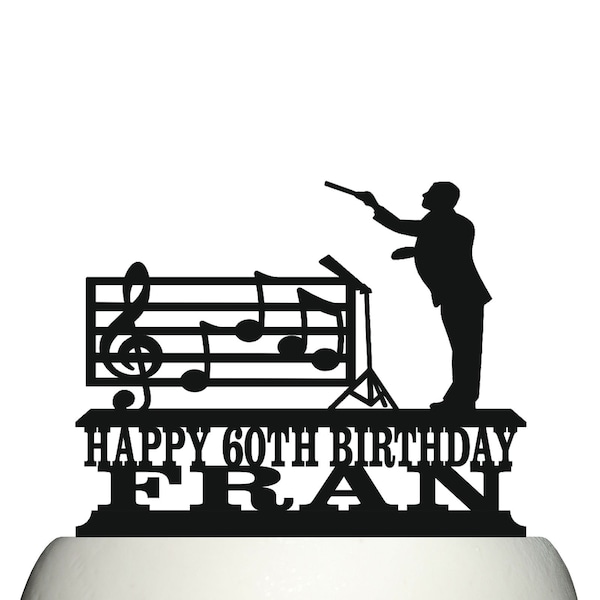 Acrylique personnalisé Musique classique Chef d’orchestre Orchestral Cake Topper Décoration Ref 2