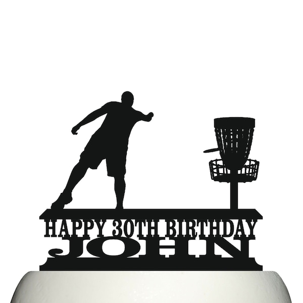 Personalised Acrylic Disc Golf Flying Disc Sport Birthday & Wedding Cake Topper Decoration