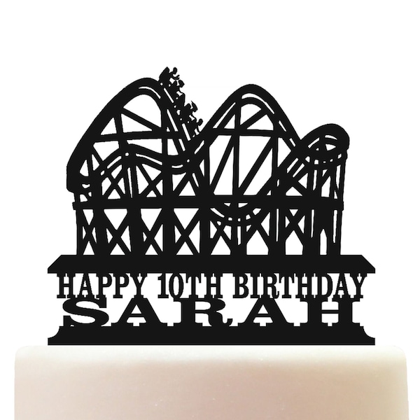 Personalised Acrylic Roller Coaster Fairground Amusement Park Birthday Cake Topper Decoration