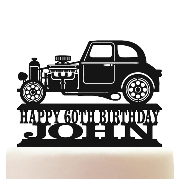 Personalised Acrylic Hot Rod American Muscle Car Cake Topper Decoration