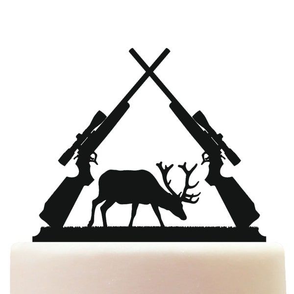 Acrylic Deer Hunting Birthday Cake Topper Decoration