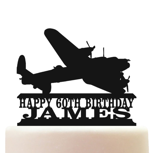 Personalised Acrylic Lancaster Bomber WW2 Second World War Celebration Cake Topper Decoration