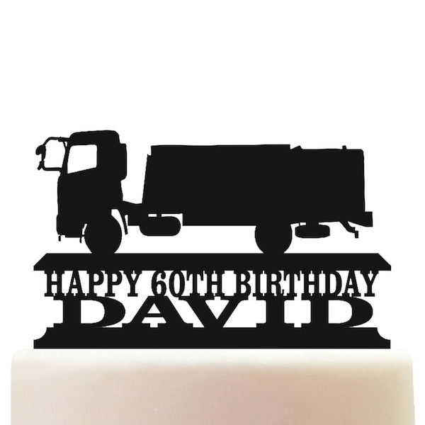 Personalised Acrylic Lorry and Truck Driver Birthday Cake Topper Decoration