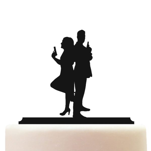 Acrylic Spy Secret Agent Private Investigator Man And Woman Cake Topper Decoration