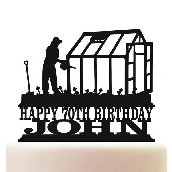 Personalised Acrylic Allotment Gardening Retirement Birthday Cake Topper Decoration