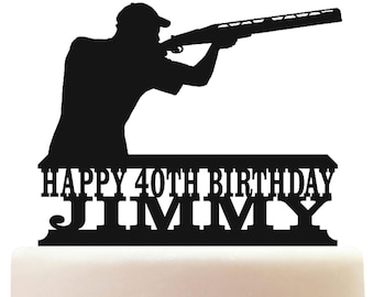 Personalised Acrylic Trap Shooting Birthday Cake Topper Decoration