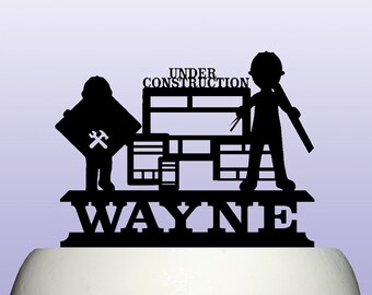 Surveyor Etsy - personalised acrylic engineering and surveyor construction birthday cake topper