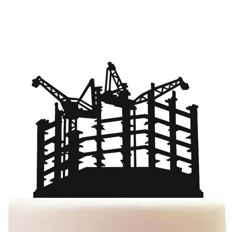 Acrylic Construction Building Site Engineering Celebration Birthday Cake Topper Decoration