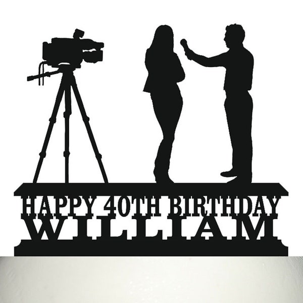 Personalised Acrylic Male Journalist News Reporter & Interviewer Birthday Cake Topper Decoration