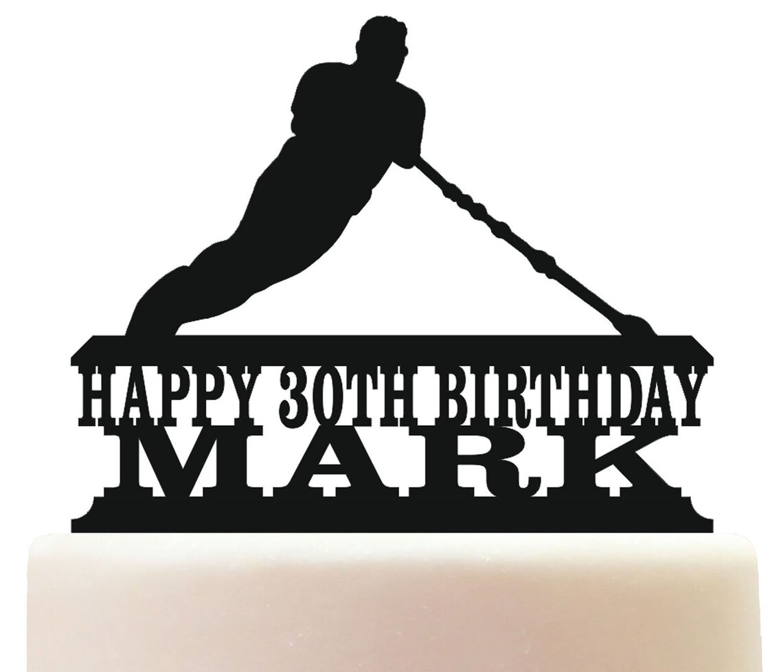 Personalised Acrylic Water Skiing Birthday Keepsake Cake Etsy