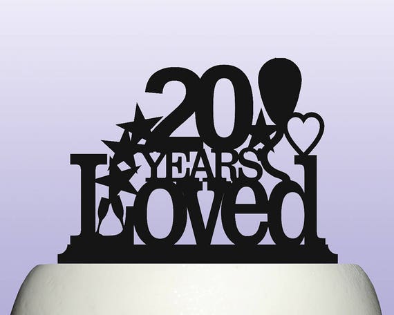 Acrylic 20th Birthday Years Loved Theme Cake Topper Decoration