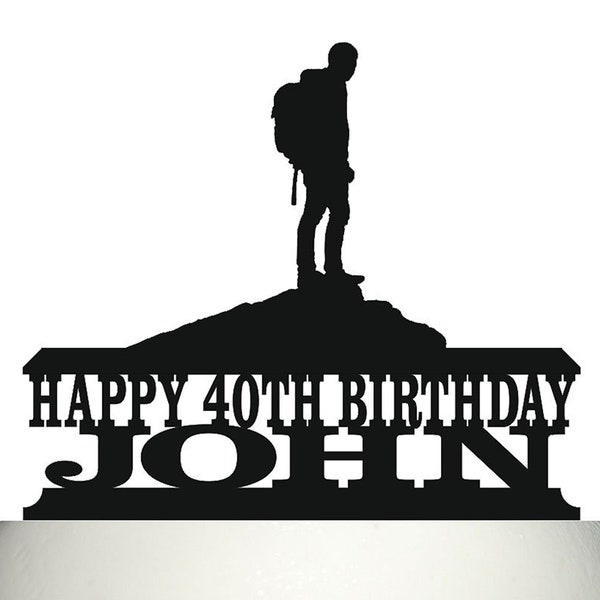 Personalised Acrylic Male Hiking & Rambling Birthday Cake Topper Decoration