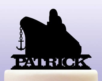 Personalised Acrylic Anchor and Boat Cruise Liner Birthday Cake Topper