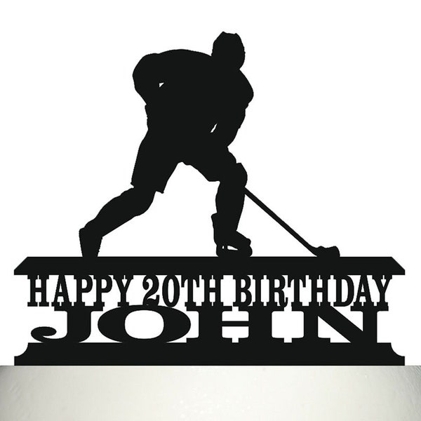 Personalised Acrylic Mens Ice Hockey Birthday Cake Topper Decoration