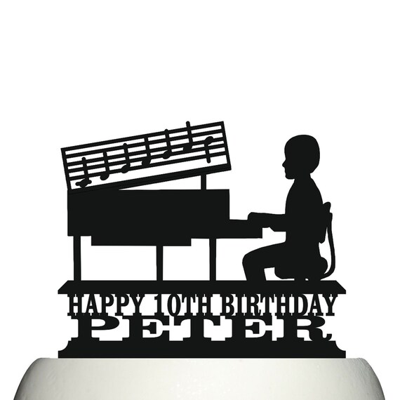 Personalised Acrylic Boy Playing Piano Birthday Cake Topper | Etsy