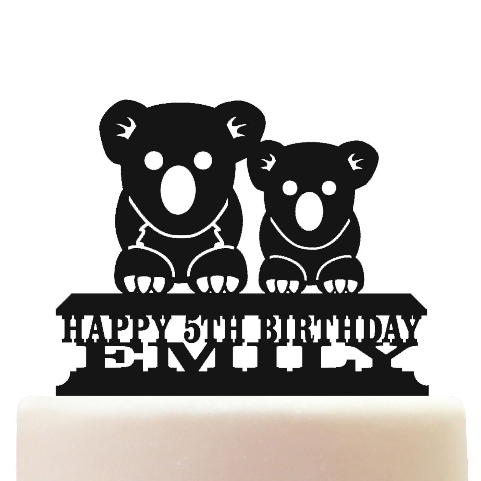 Personalised Acrylic Cartoon Childrens Koala Bear Birthday Cake Topper  Decoration
