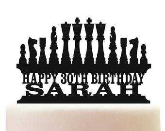 Personalised Acrylic Chess Birthday Cake Topper Decoration