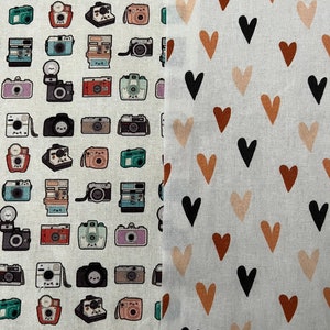 Reversible Camera and Hearts pet bandana