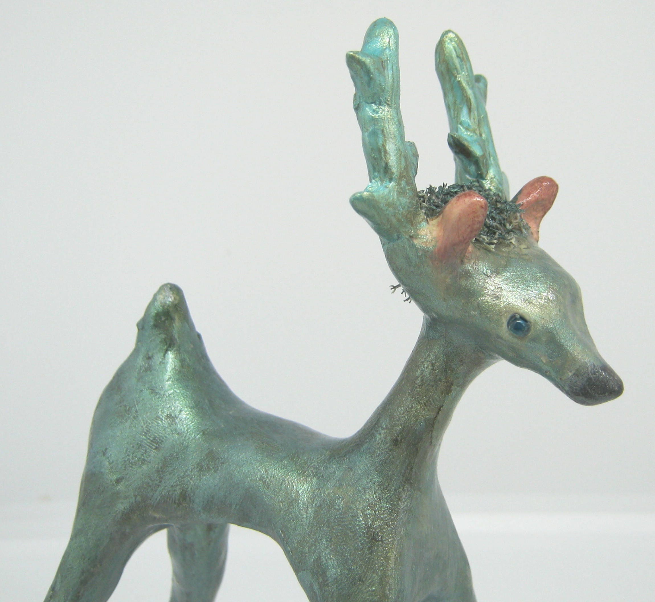 Fantasy Clay Deer Sculpture Dali Deer Iridescent Deer Etsy