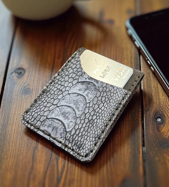 Handmade Ostrich Leather Minimalist Wallet: RFID Blocking, Engravable