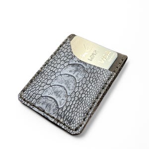 Cartera de piel de avestruz de primera calidad hecha a mano / Cartera de piel azul / Cartera hecha a mano / Cartera cosida a mano / Cartera de hombre / Cartera minimalista