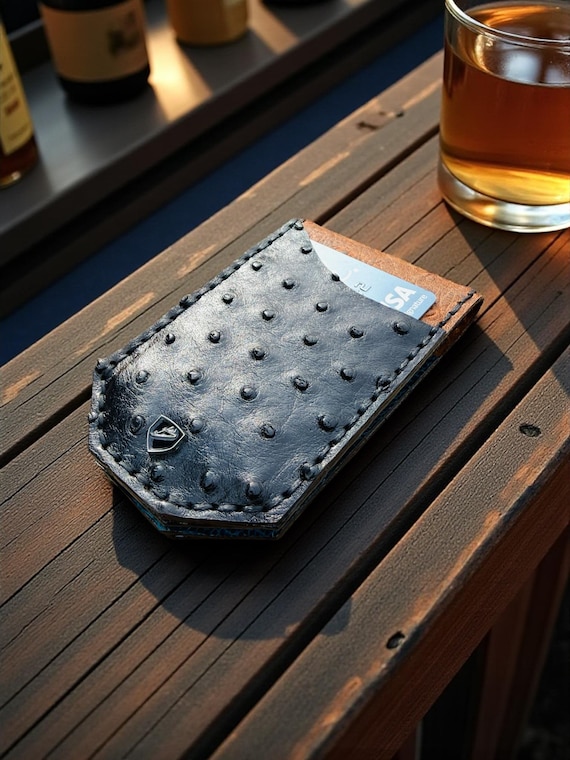 Ostrich Leather Money Clip Wallet | Minimalist Front Pocket Exotic Wallet