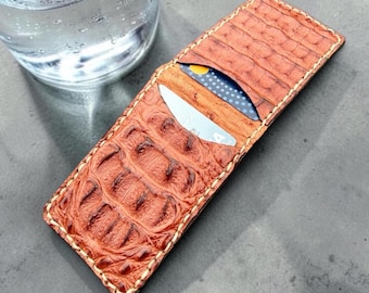 Genuine Hornback Crocodile Crown & Ostrich Magnetic Wallet