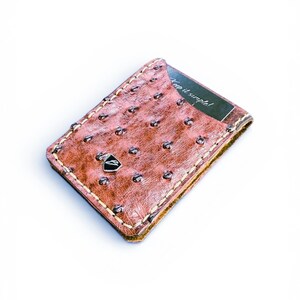 Custom Handmade Ostrich & Bison Leather Money Clip Wallet imagem 7