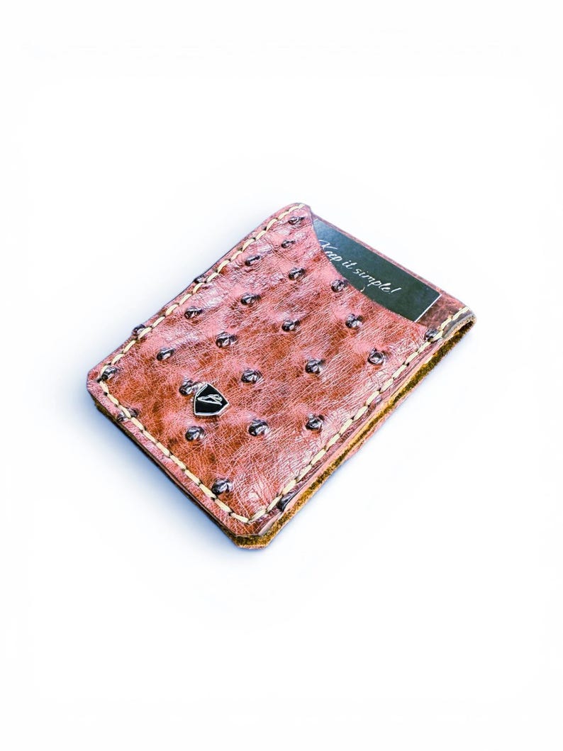 Custom Handmade Ostrich & Bison Leather Money Clip Wallet imagem 7