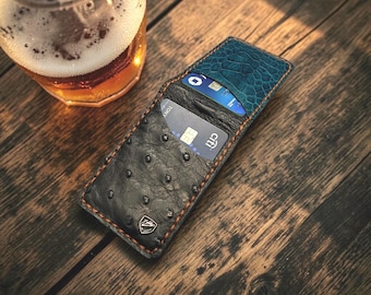 Black an Turquoise Exotic Money clip Wallet