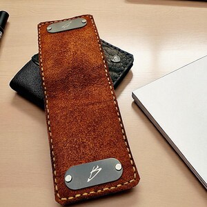 Custom Handmade Ostrich & Bison Leather Money Clip Wallet imagem 8