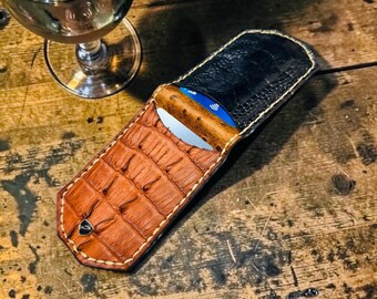 Genuine Hornback Crocodile and Ostrich front pocket wallet