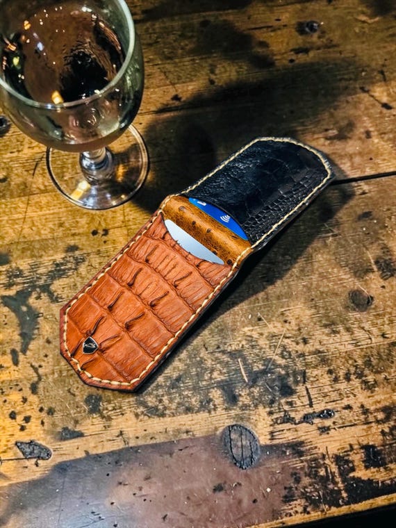 Genuine Hornback Crocodile and Ostrich front pocket wallet