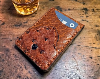 Genuine Ostrich Quad-Pocket Magnetic Wallet