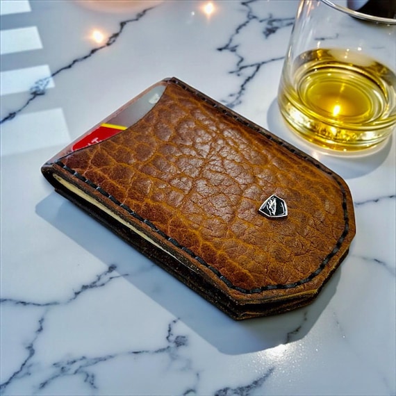Tucson Bison Leather Magnetic Money Clip Wallet: RFID Protected