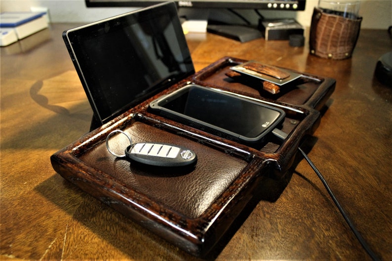 Valet Phone Stand Genuine Leather Oak Valet Leather Valet Etsy