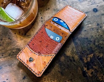 Handmade Multi-Layered Ostrich Money Clip Wallet