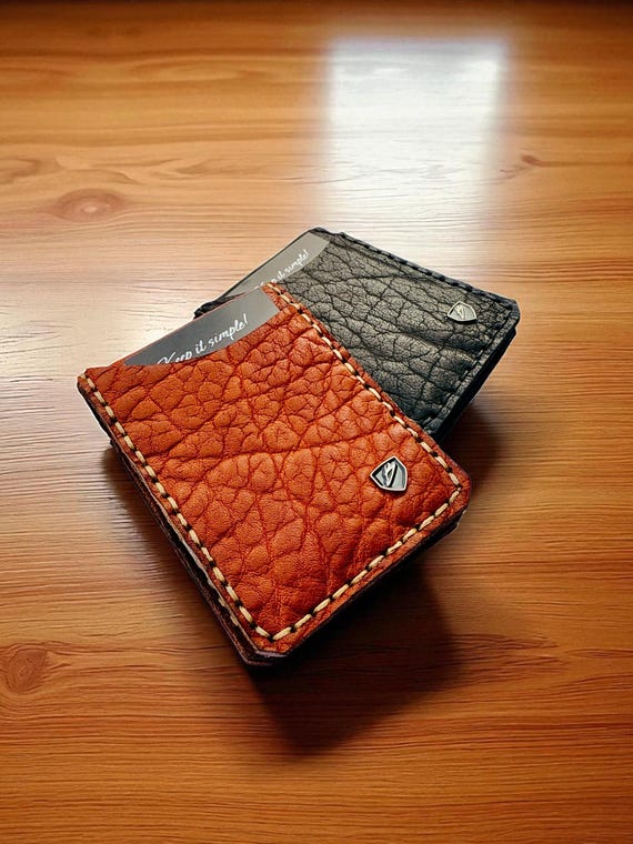 Bison Leather Magnetic Money Clip Wallet: RFID Protected, Custom Engraving