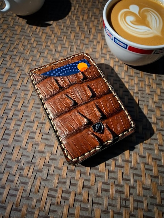 Genuine Crocodile Leather Card Holder – Slim Minimalist RFID Blocking Wallet