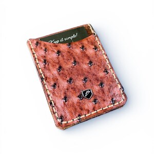 Custom Handmade Ostrich & Bison Leather Money Clip Wallet imagem 2