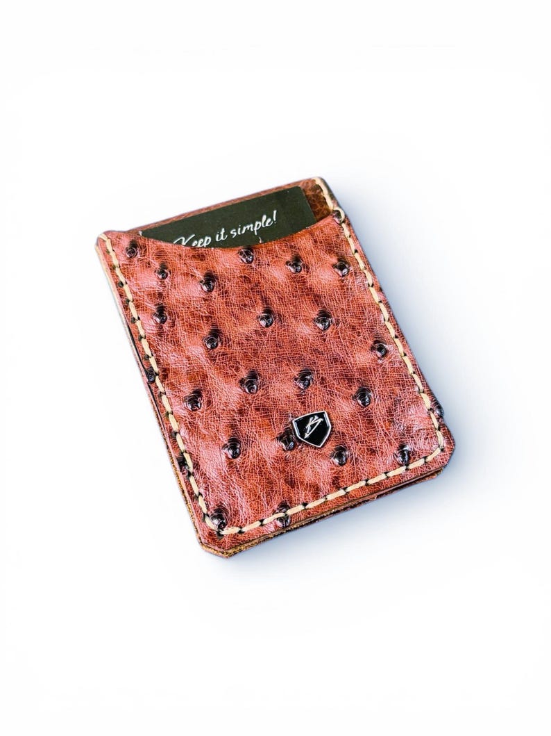 Custom Handmade Ostrich & Bison Leather Money Clip Wallet imagem 2