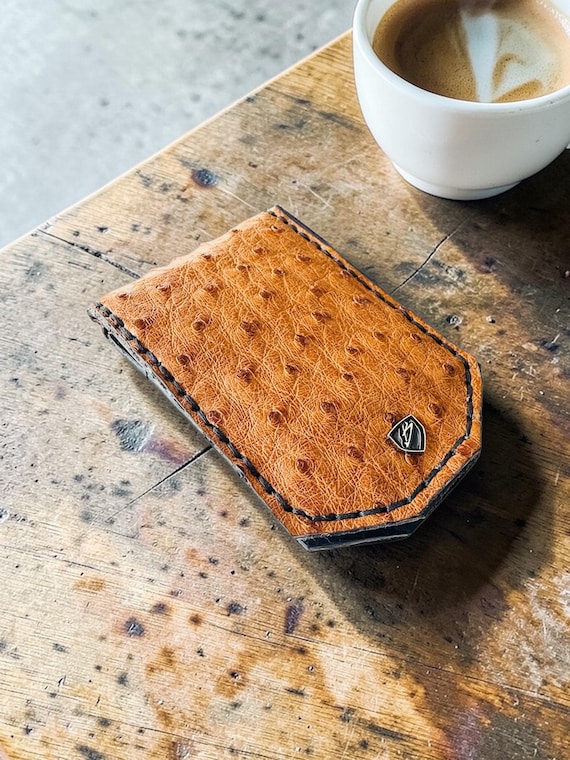 Bench-Built Brandy Ostrich Money Clip Wallet | Grade A Exotic Leather | Handmade in USA