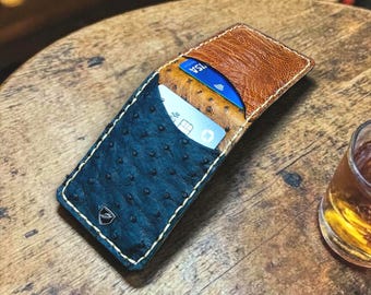 Handmade Ostrich Leather Money Clip Wallet: Minimalist Wallet