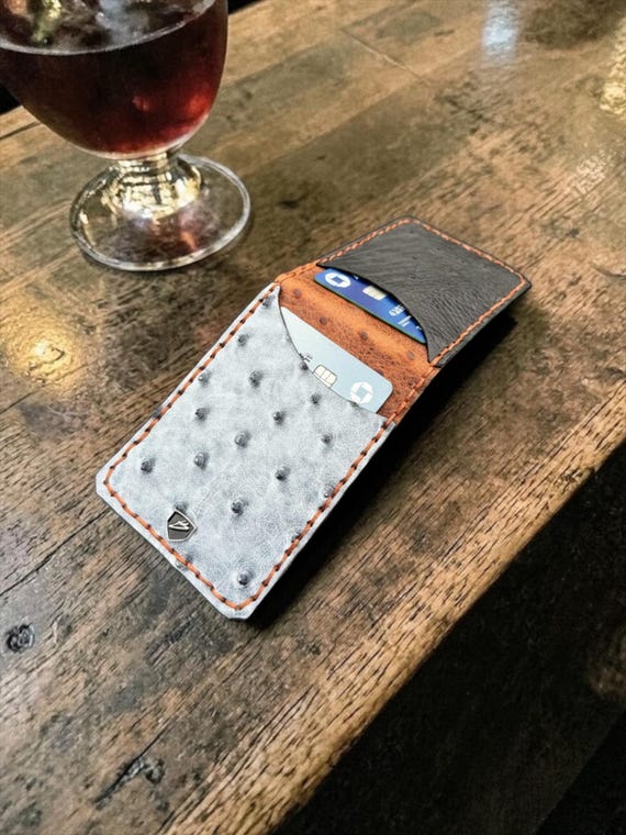 Handmade Ostrich Leather Money Clip Wallet
