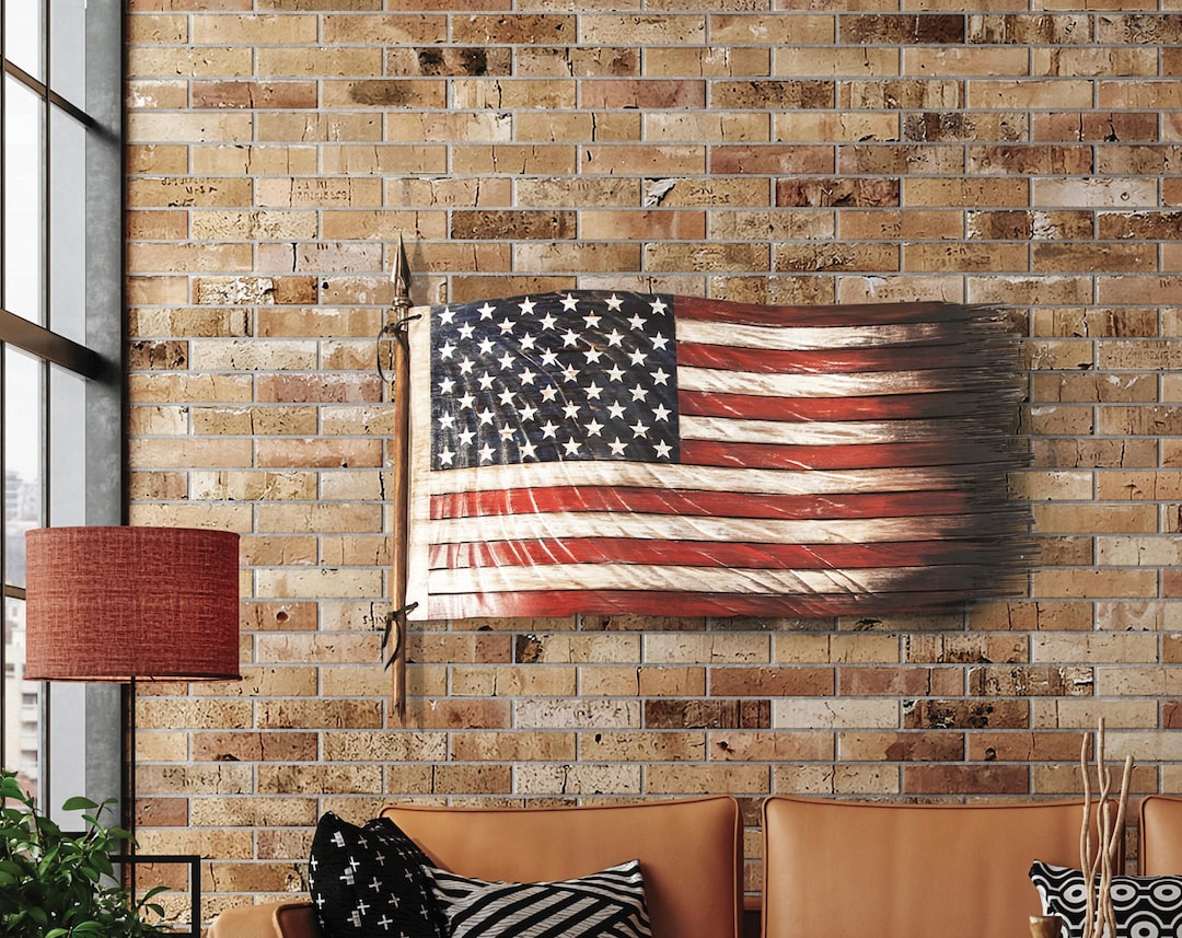 Flying Wall Flag, Distressed American Flag, Rustic American Flag