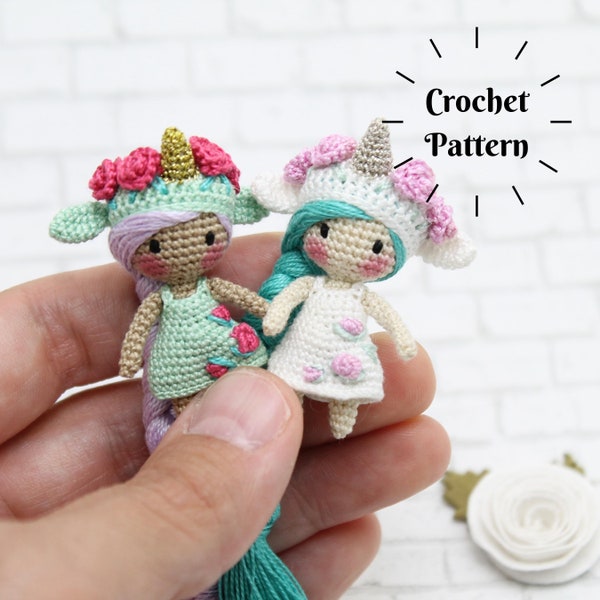 CROCHET PATTERN: Amigurumi Unicorn, Crochet Unicorn, Miniature Crochet, Amigurumi Doll, Amigurumi Pattern, Doll Pattern (English Only)