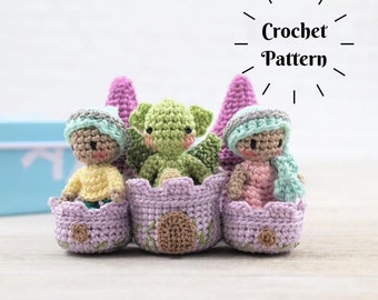 Amigurumi Pattern: The Polite Prince and Princess, Little Green Dragon, and Their Purple Castle