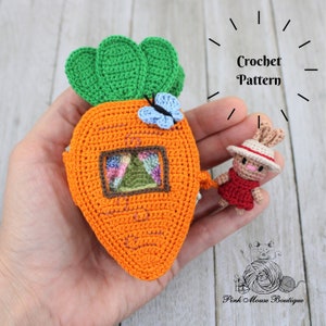 CROCHET PATTERN: Betsy Bunny and Her Carrot House English Only US Terminology image 1