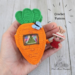 CROCHET PATTERN: Betsy Bunny and Her Carrot House (English Only - US Terminology)